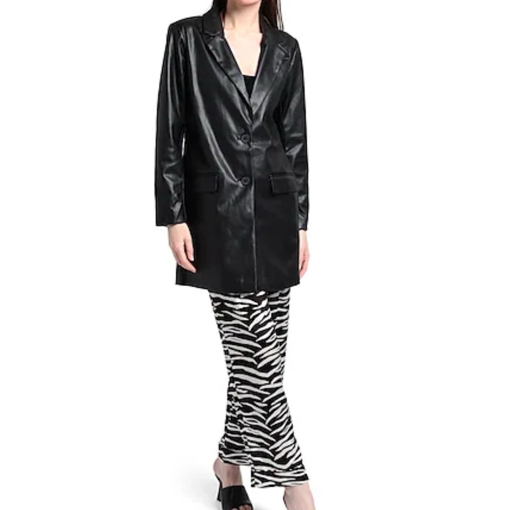 Steve Madden Black Blazer Double-Breasted Suit Jacket